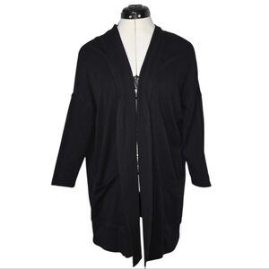 Pact Black Organic Airplane Wrap Cardigan Size XS/S Cotton Open Front Lagenlook